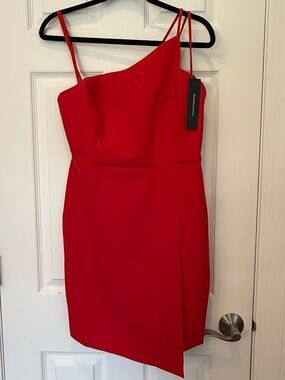 BCBG NWT Red One Shoulder Asymmetrical Cocktail Dress Sz 6